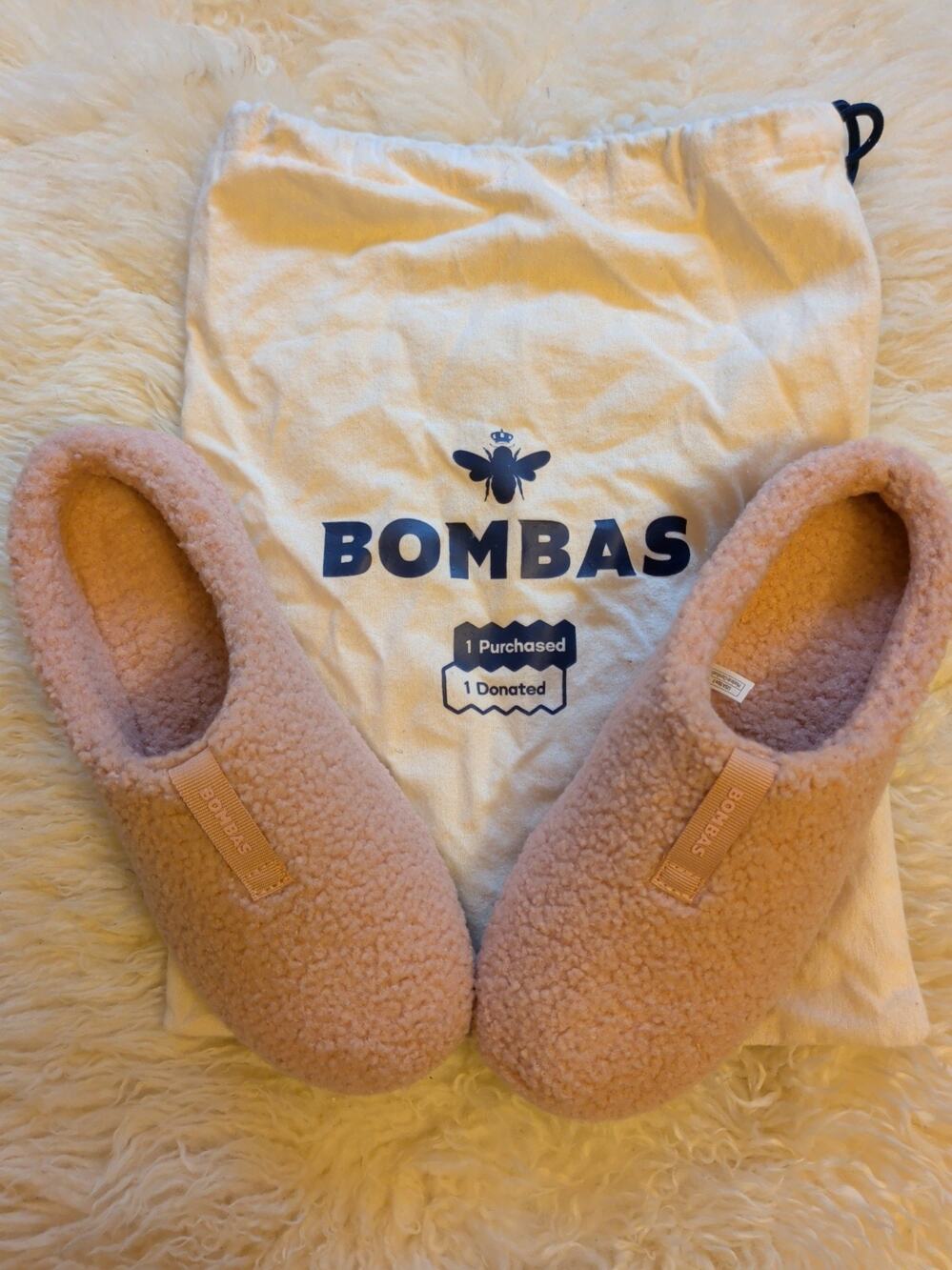Bombas Sunday Slippers Pink Women Size 9 US Faux Shearling With Dust bag